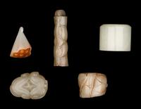 Five Chinese Carved Celadon Jade Articles
