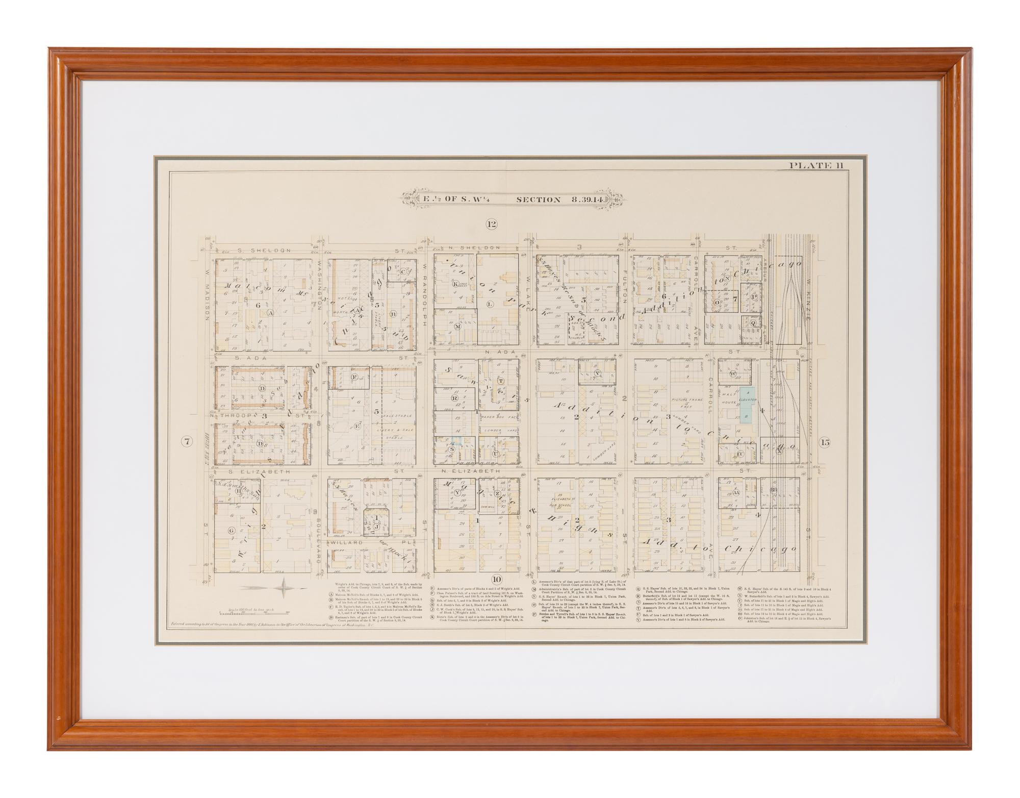 A group of 5 maps of Chicago streets, comprising: