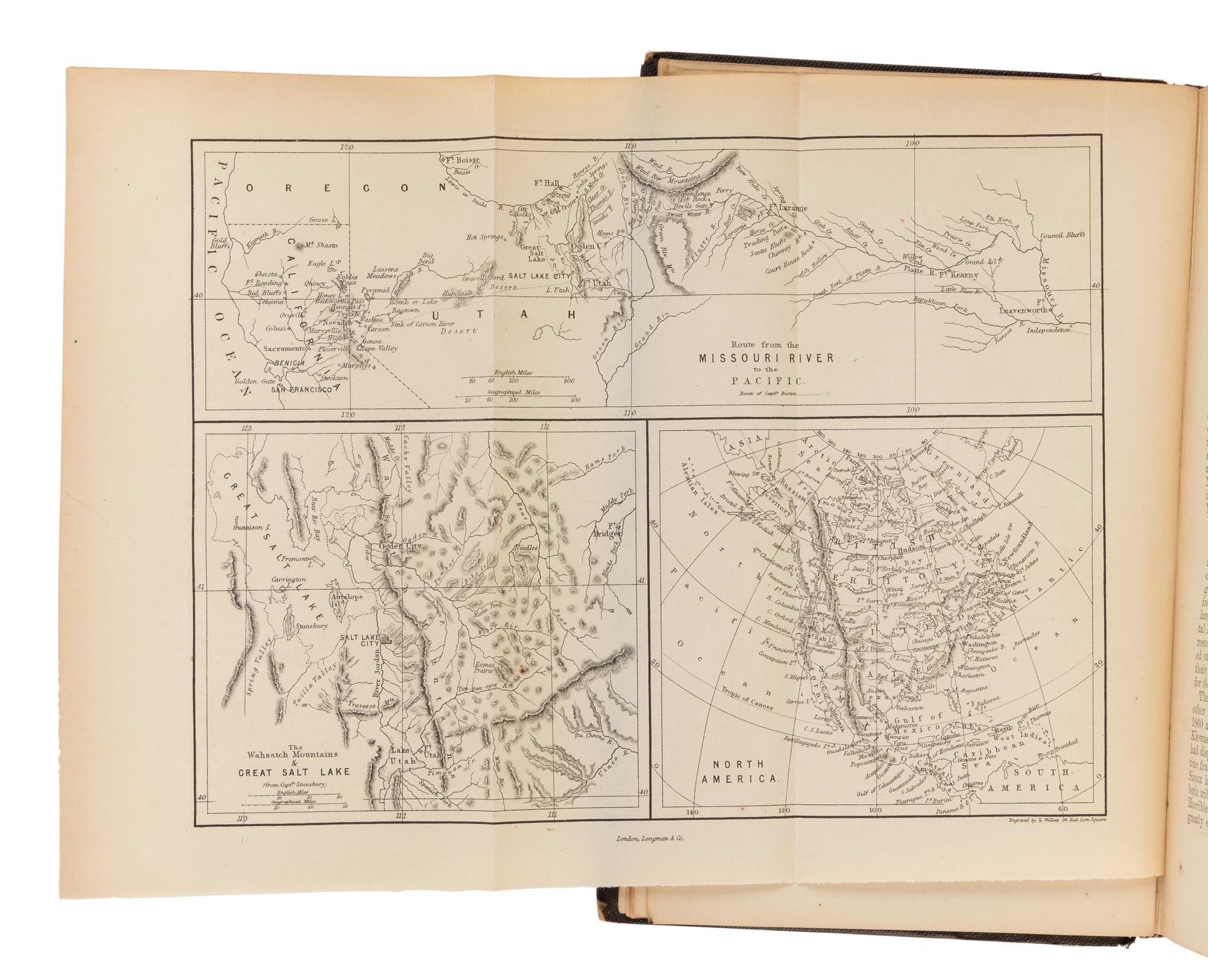 BURTON, Richard Francis, Sir (1821-1890). The City of the Saints, and Across the Rocky Mountains to California . New York: Harper & Brothers, 1862.