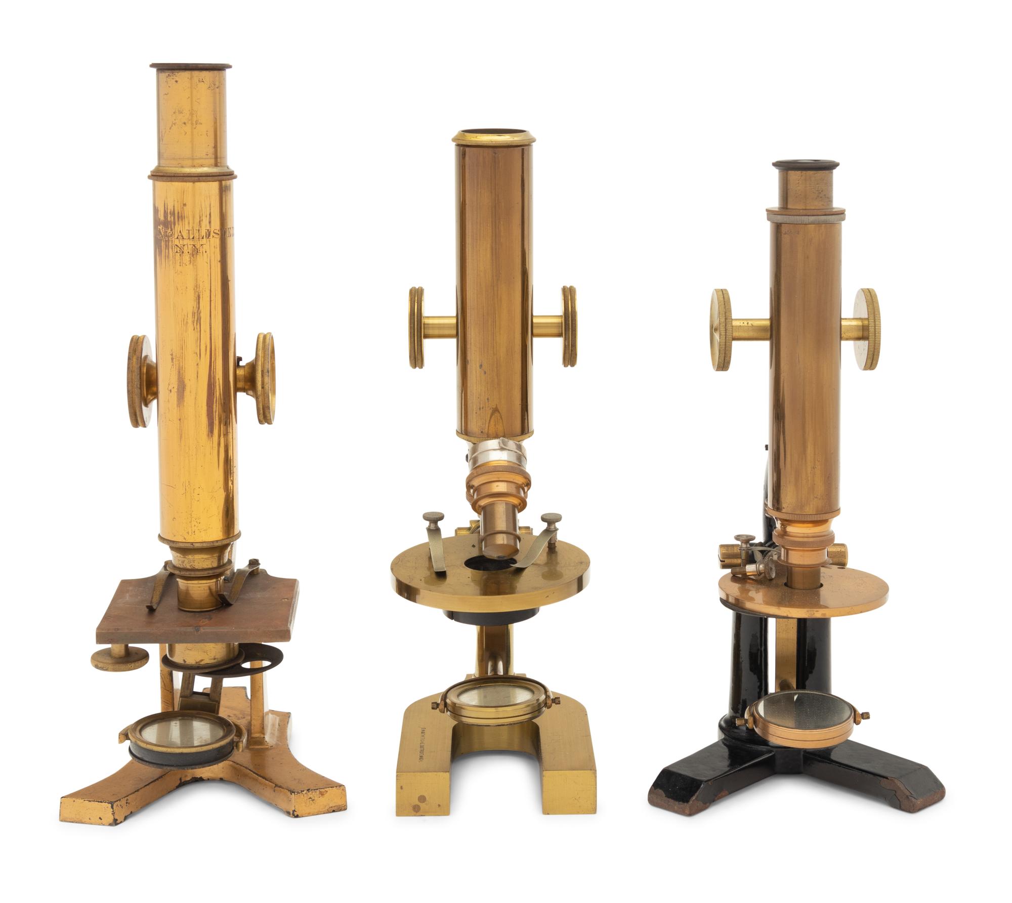 Three American Brass Microscopes