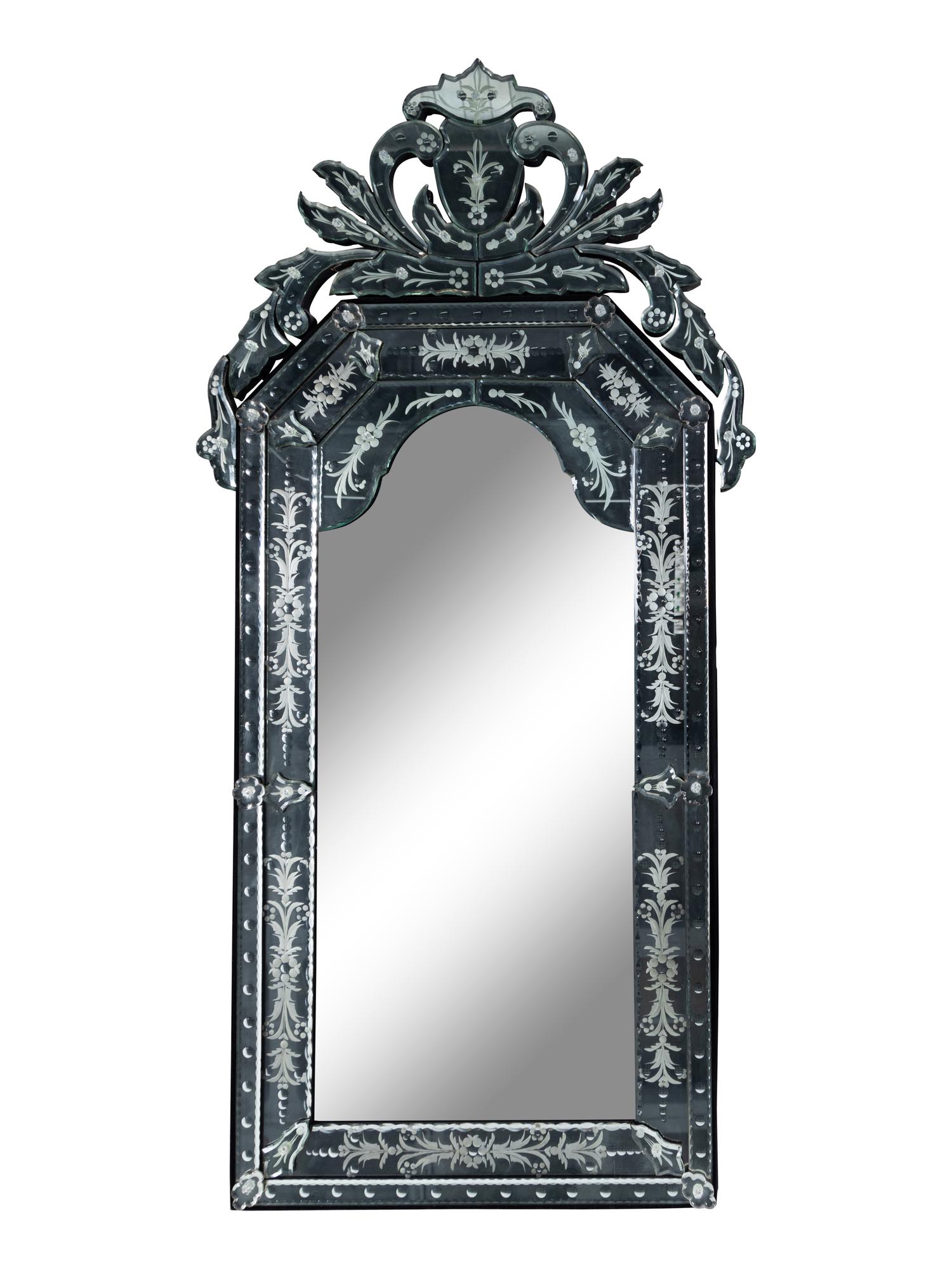 A Venetian Etched Glass Mirror