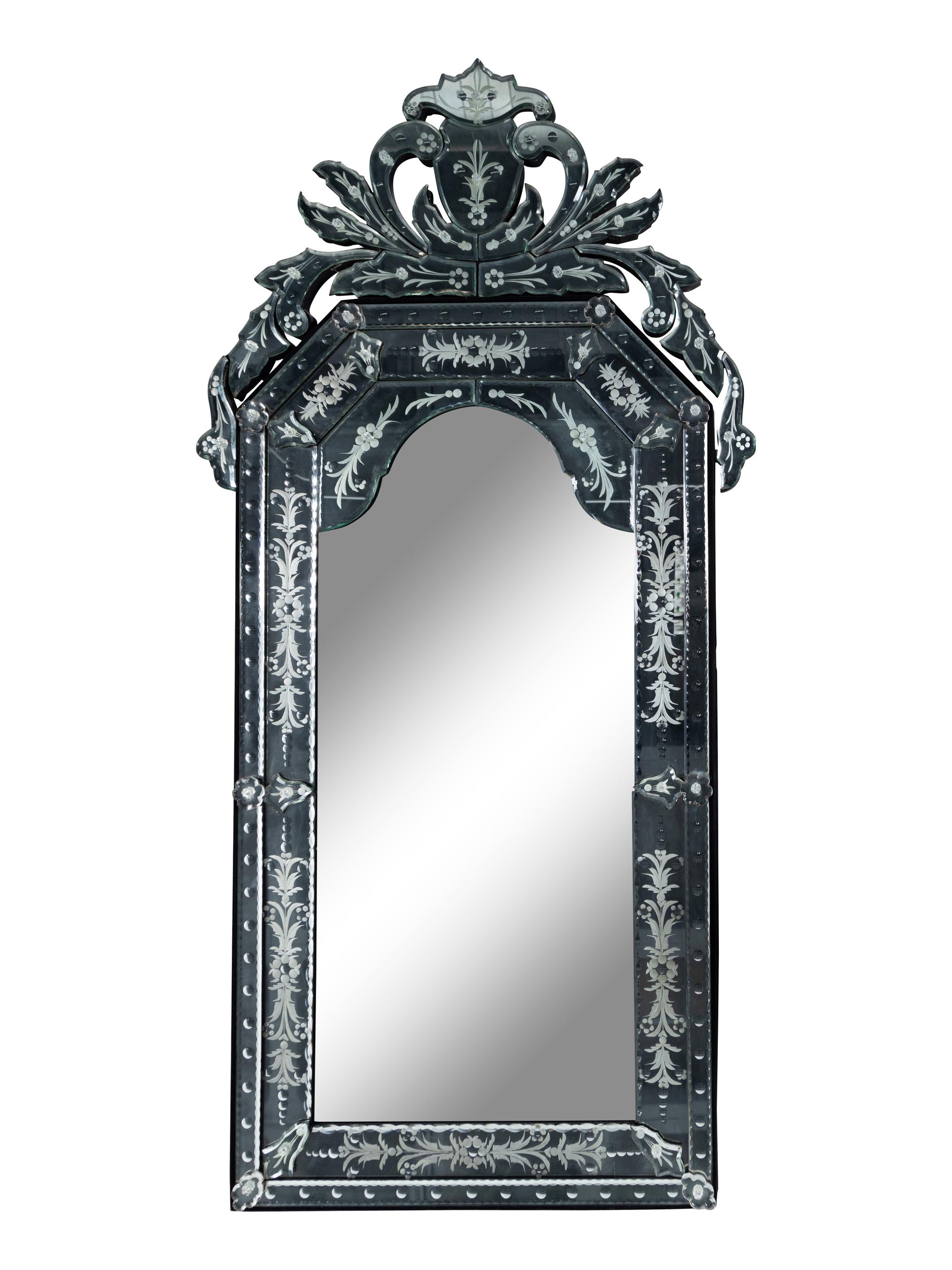 A Venetian Etched Glass Mirror