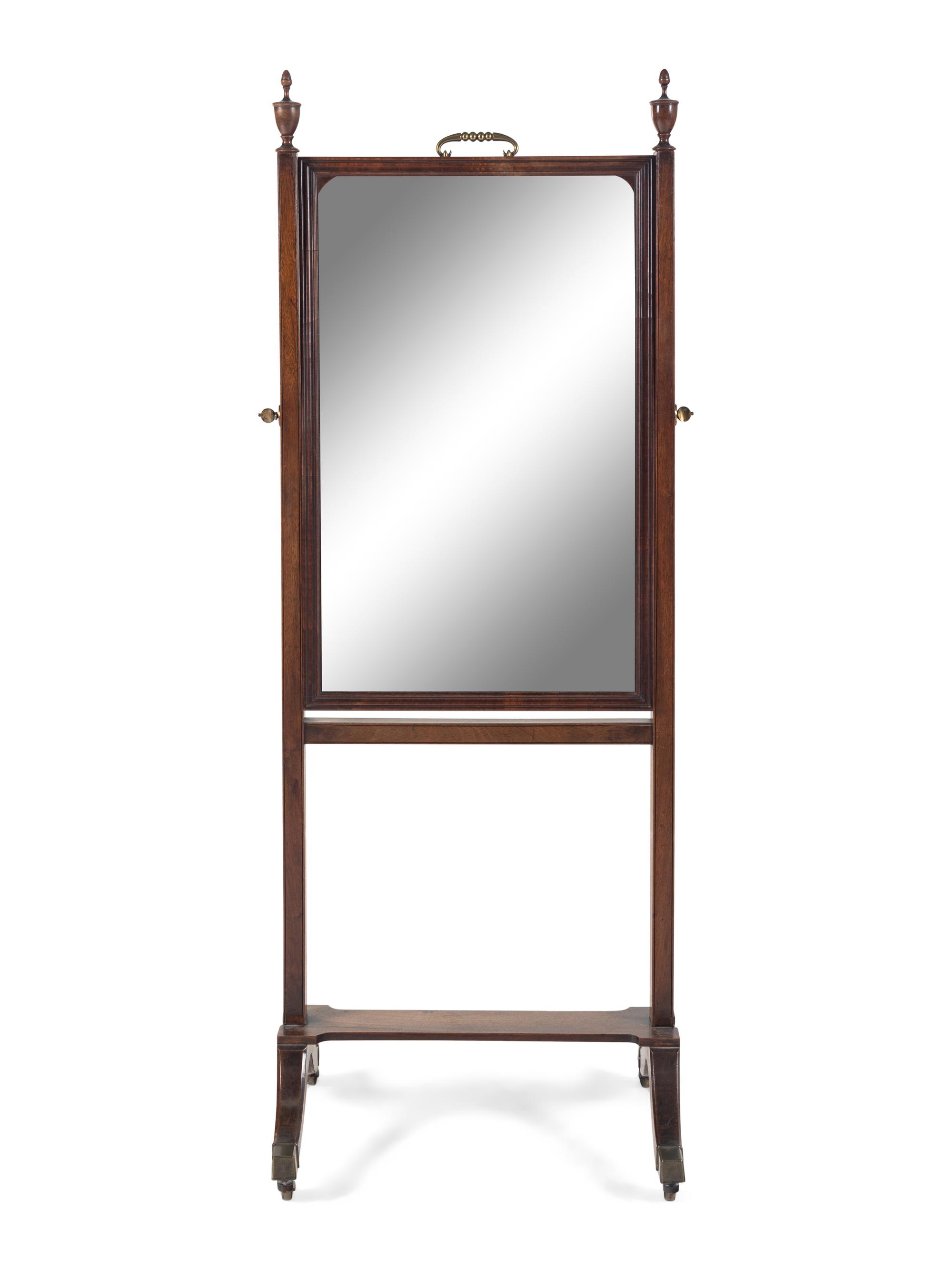 An Edwardian Mahogany Cheval Mirror