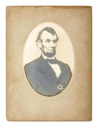 Abraham Lincoln [BERGER, Anthony (1832-1906), photographer]. Five-dollar-bill portrait of Abraham Lincoln. Printed ca 1900.