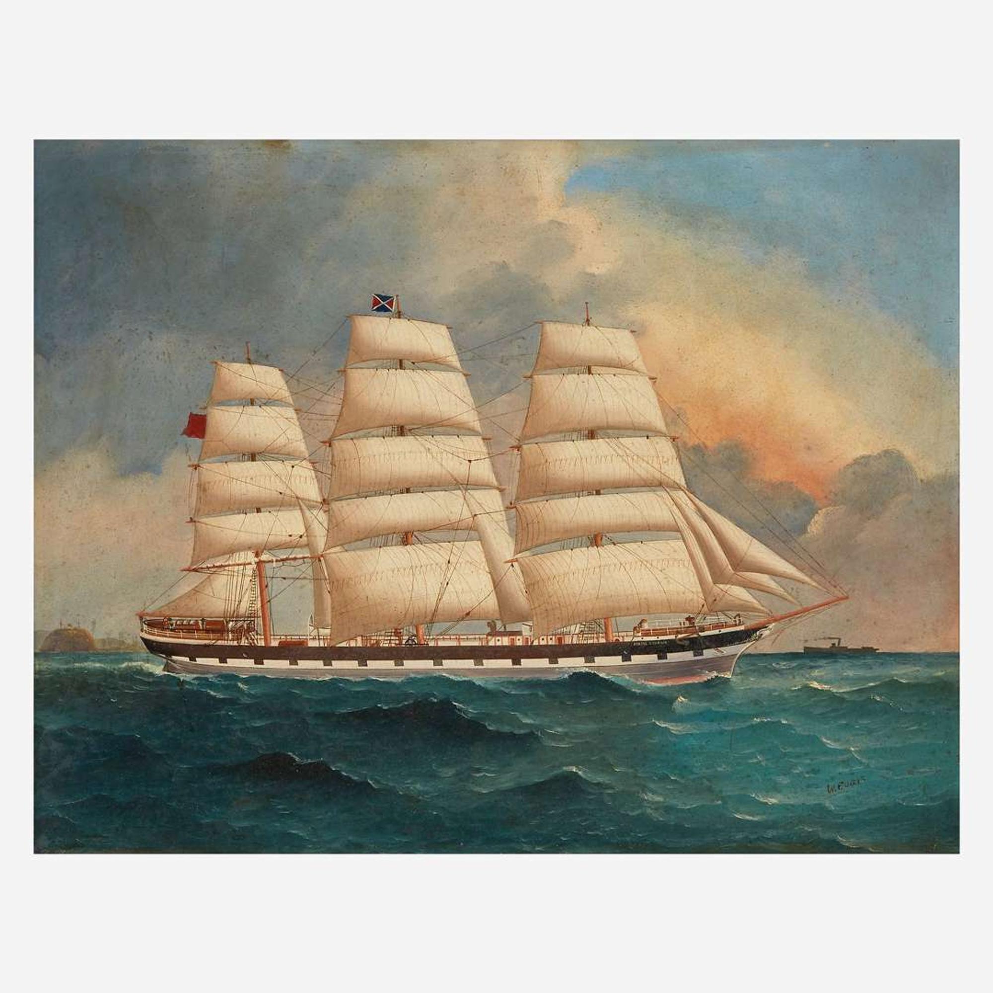William Edgar (Australian-American, 1870-c. 1918) The Cargo Schooner "Arctic Stream"