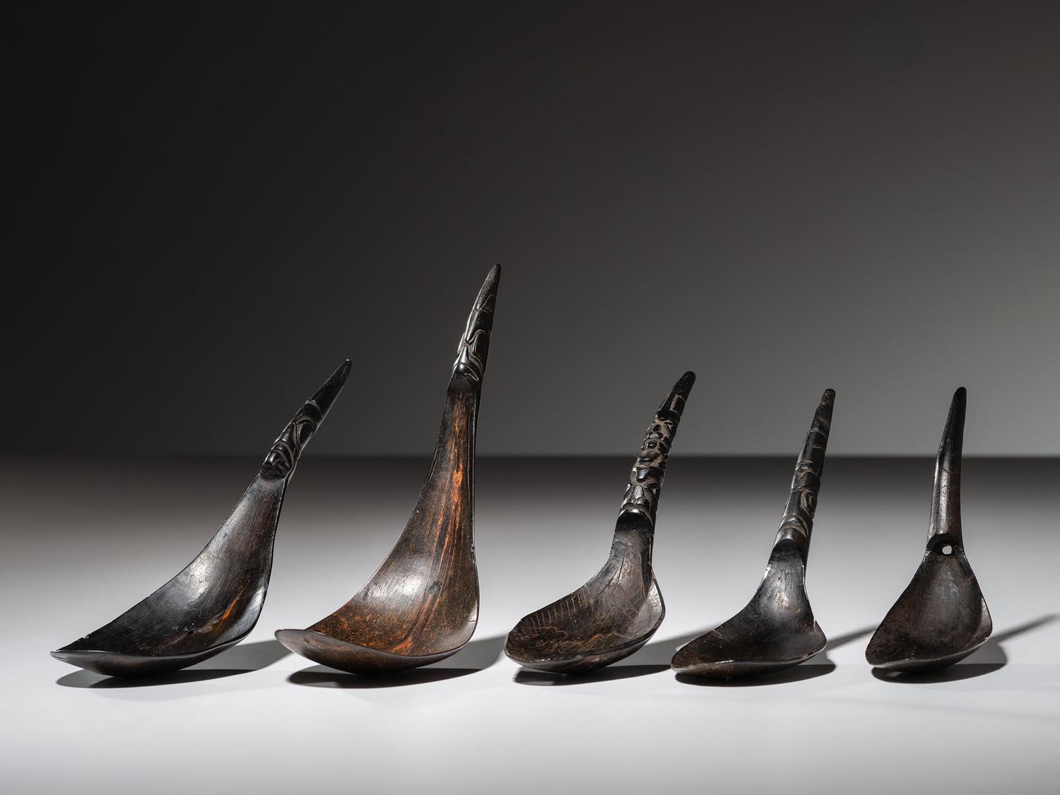 Collection of Northwest Coast Carved Totemic Spoons