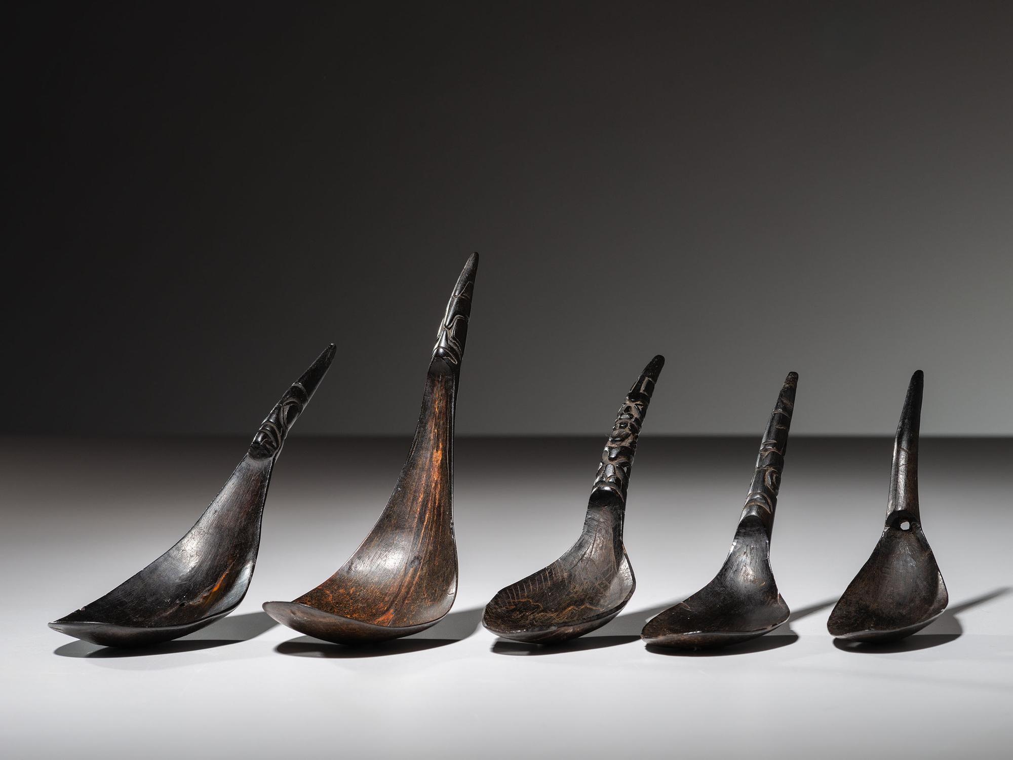 Collection of Northwest Coast Carved Totemic Spoons