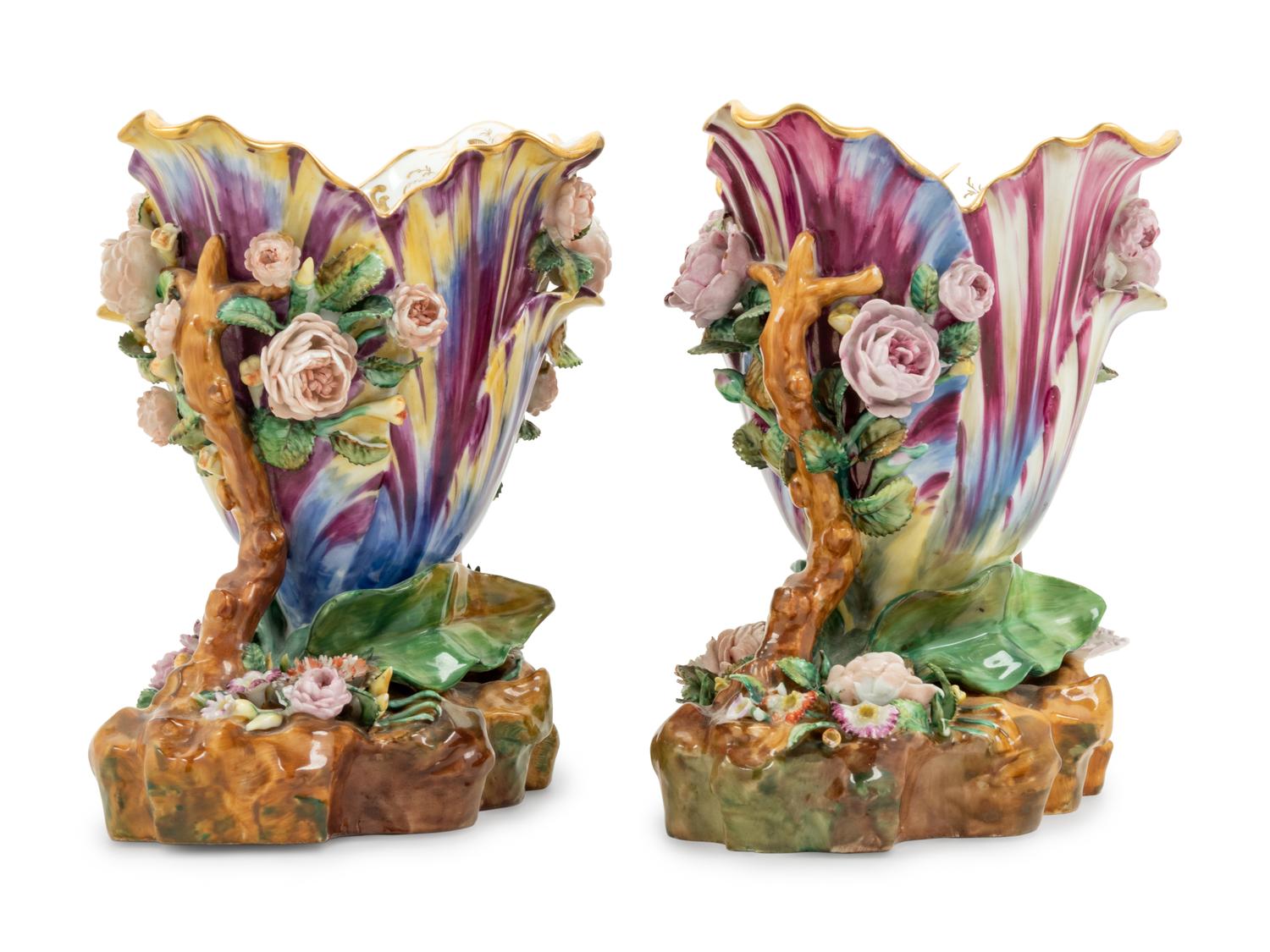 A Pair of French Porcelain Vases by Jacob Petit (French, 1797-1868)