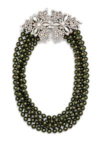 A Helene Zubeldia Green Multistrand Bead Necklace,