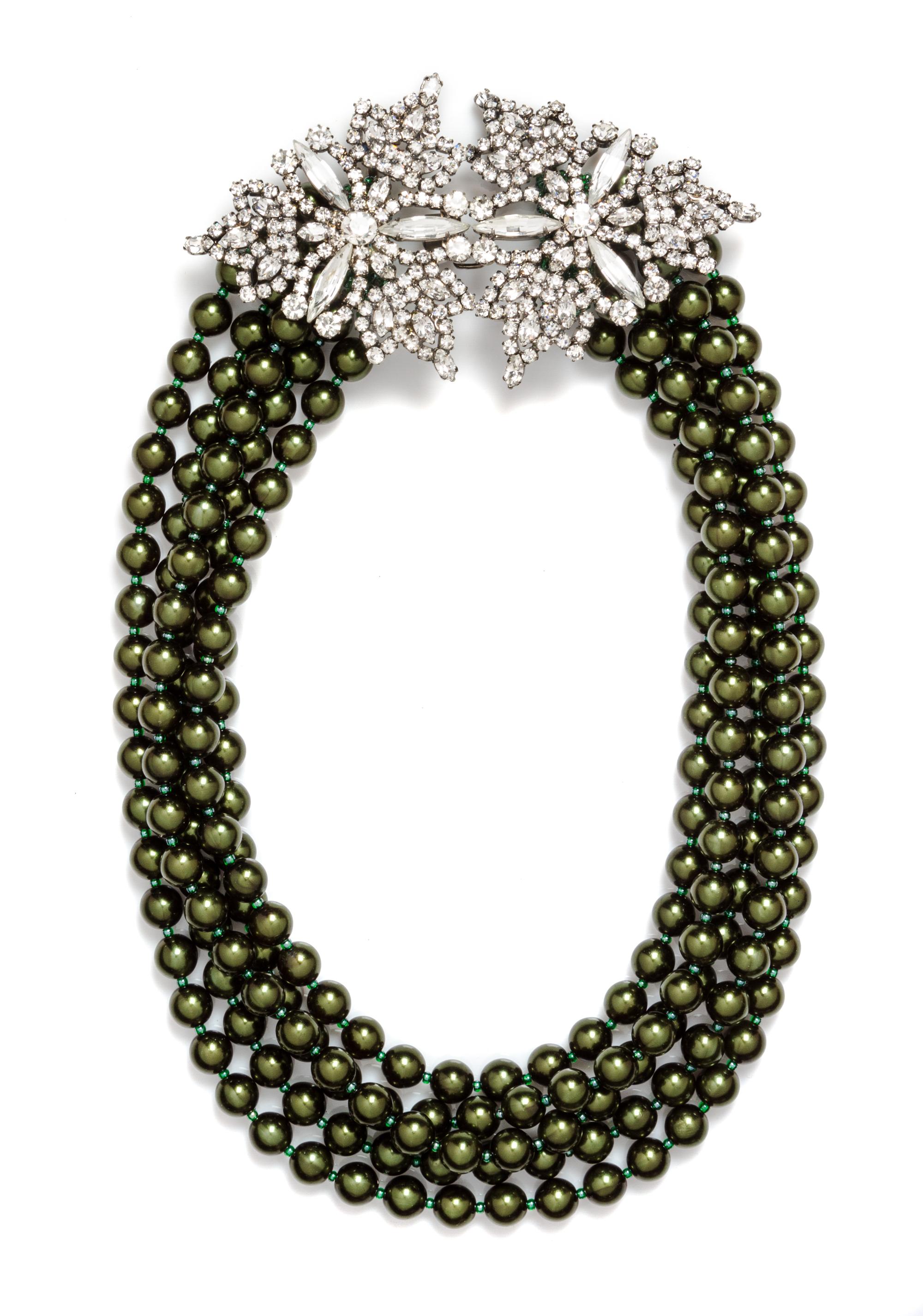A Helene Zubeldia Green Multistrand Bead Necklace,