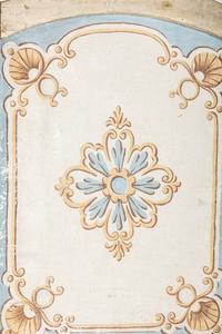 A Louis XV Painted Canvas Five-Panel Floor Screen