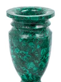 A Pair of Malachite Veneered Vases and a Malachite Egg