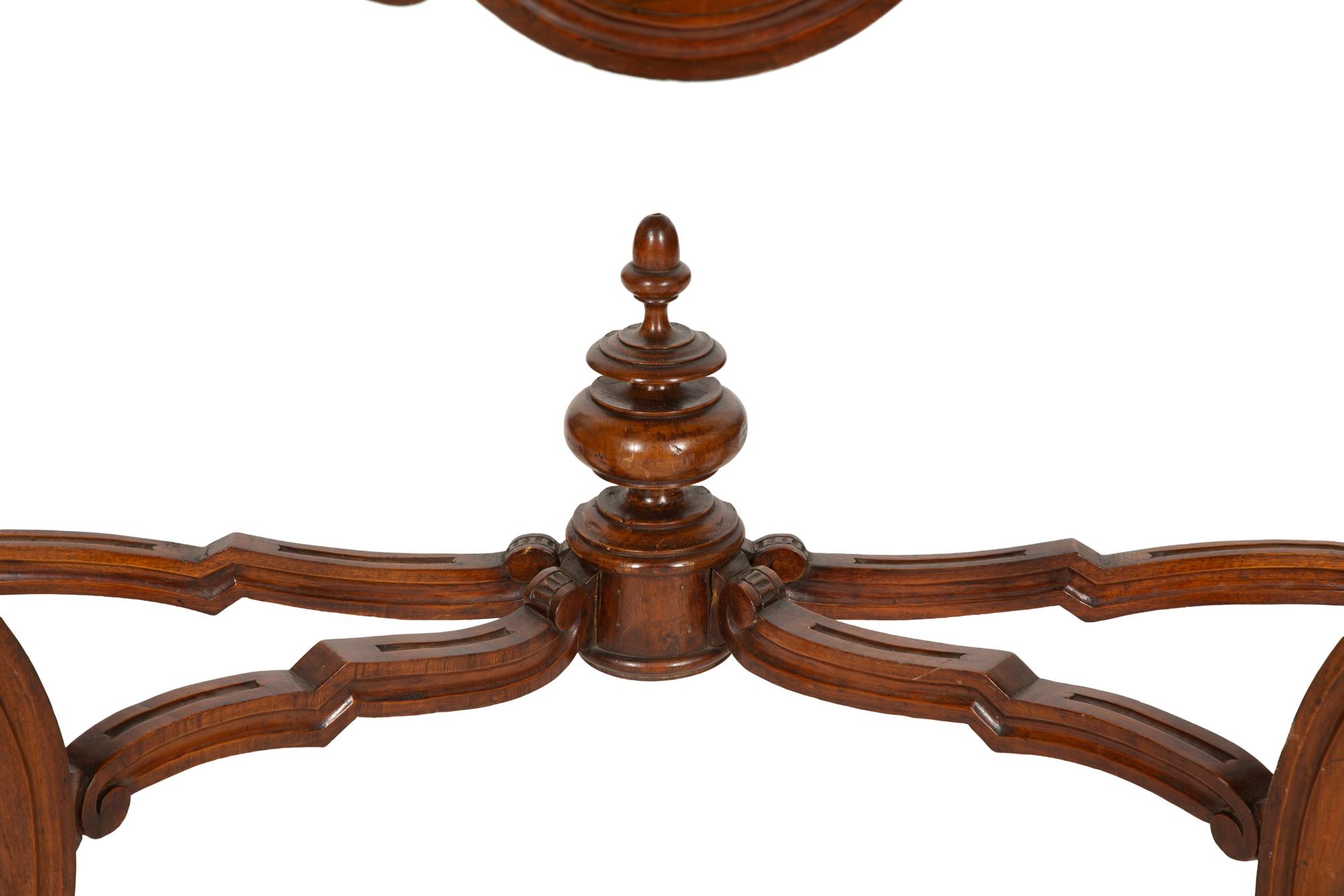 A Continental Walnut Marble-Top Console Table