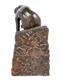 A Continental Patinated Bronze of a Seated Nude
