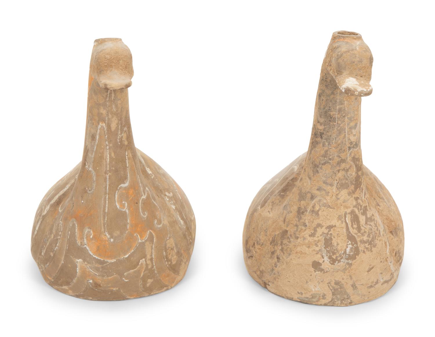 A Pair of Han Style Pottery Ducks