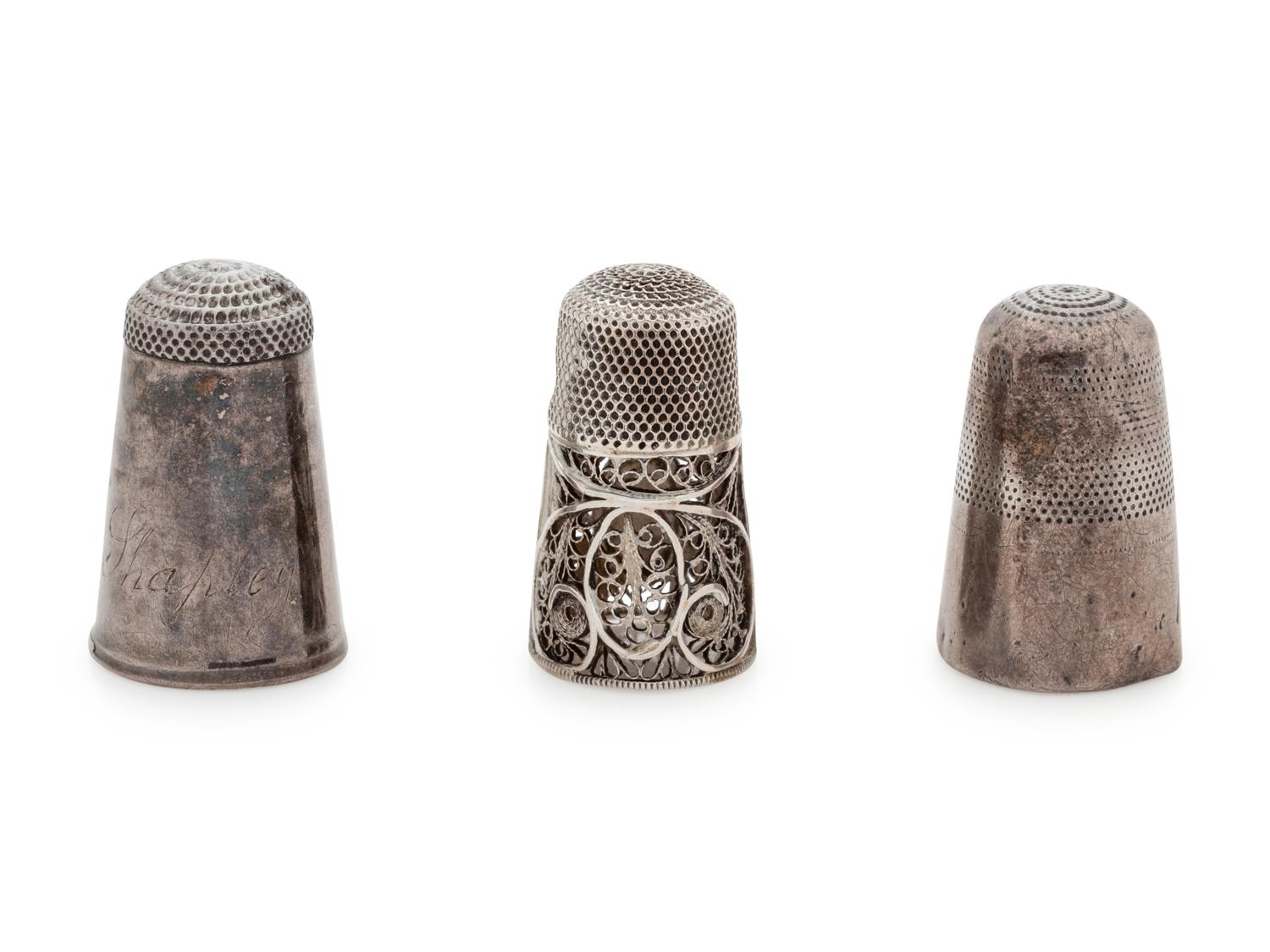 Three George III Silver Thimbles