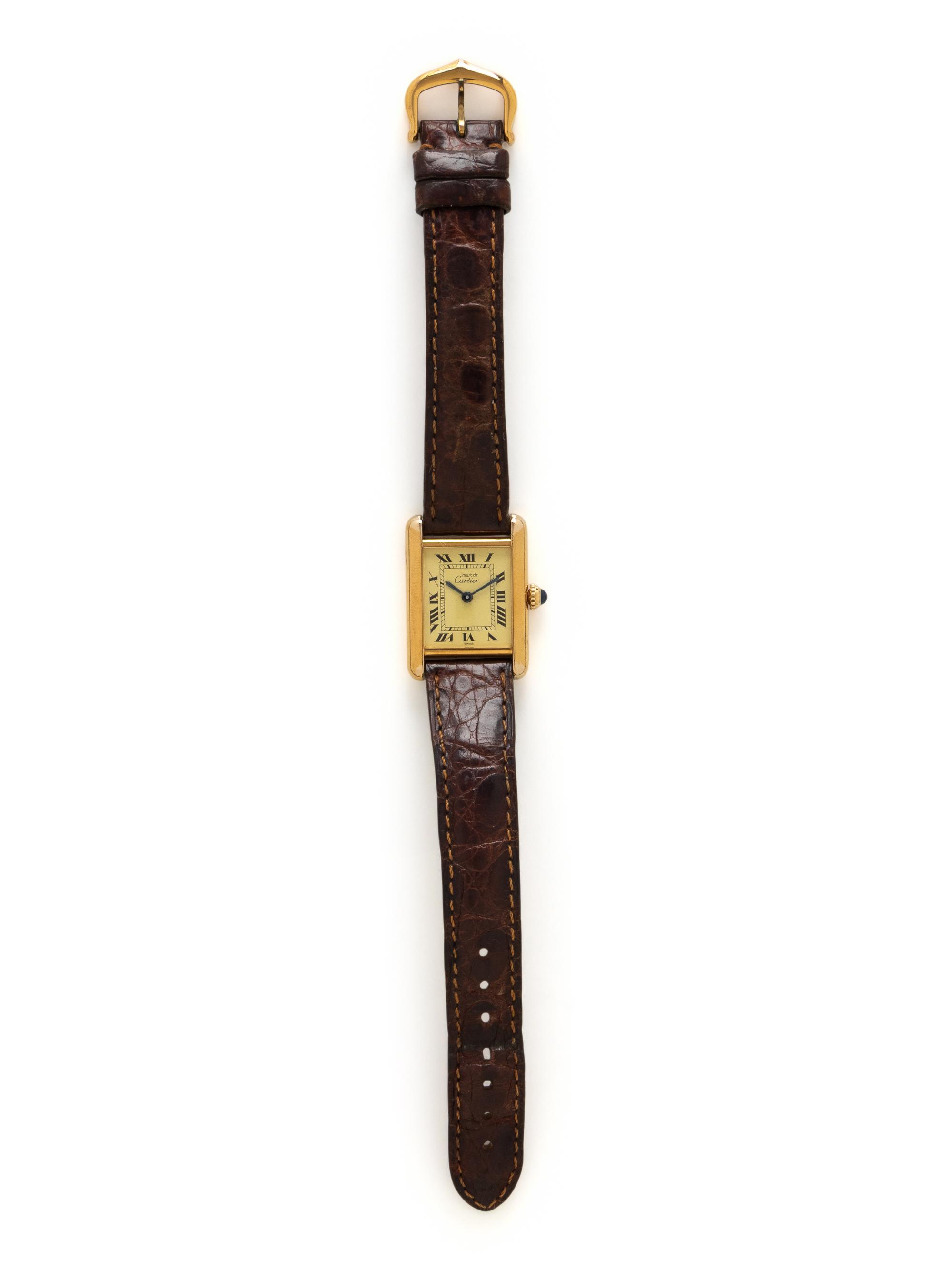 CARTIER, GOLD-PLATED STERLING SILVER 'MUST DE CARTIER TANK' WATCH