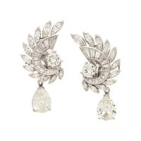 Diamond and Platinum Drop Earrings