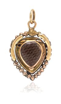 A Georgian Glass and Seed Pearl Lover's Eye Pendant, 1.70 dwts.