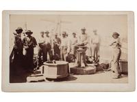[EARLY PHOTOGRAPHY]. Boudoir card of African American deck hands aboard a ship. Ca 1890.