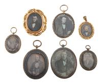 [EARLY PHOTOGRAPHY]. 15 assorted pieces of daguerreian jewelry containing 15 daguerreotypes.