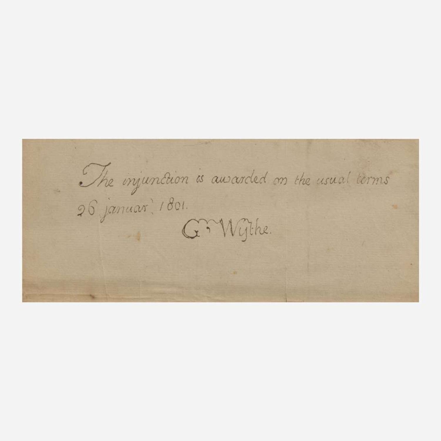 [Declaration of Independence] [Virginia] Wythe, George Autograph Note, signed