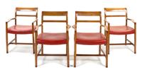 A Set of Four Open Arm Chairs, Edward Wormley for Dunbar Height 34 inches.