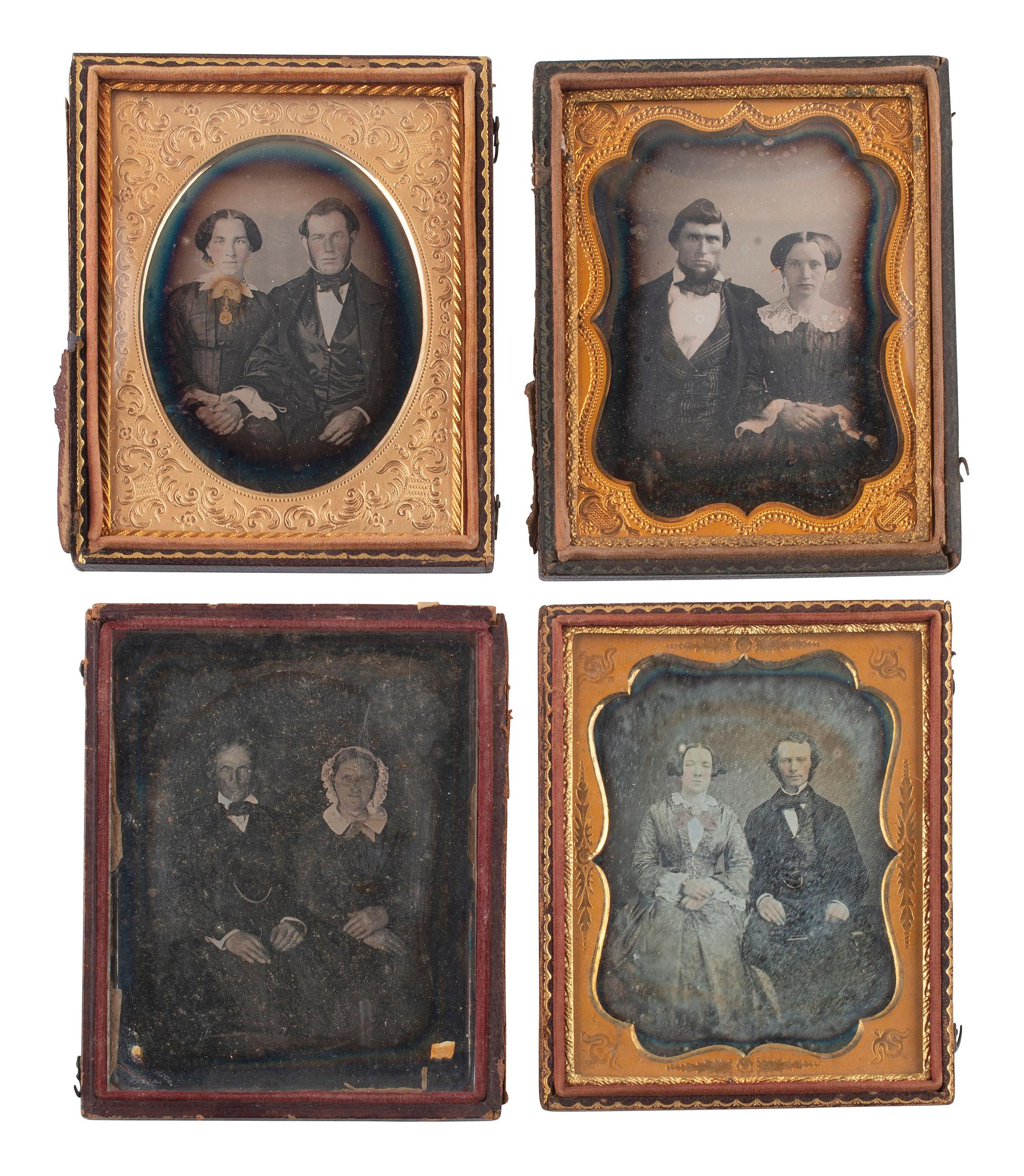 [EARLY PHOTOGRAPHY]. 27 quarter plate daguerreotypes of couples.