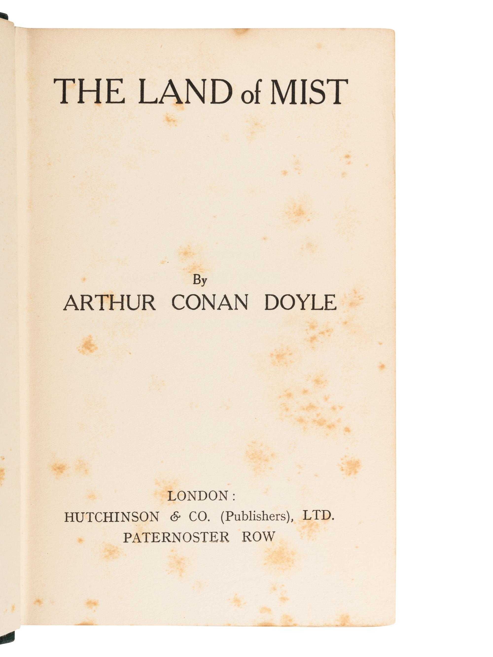 DOYLE, Arthur Conan, Sir (1859-1930). Land of Mist . London: Hutchinson & Co., [1926].