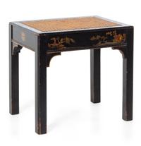 Ebonized Wood Stool with Cane Filled Seat