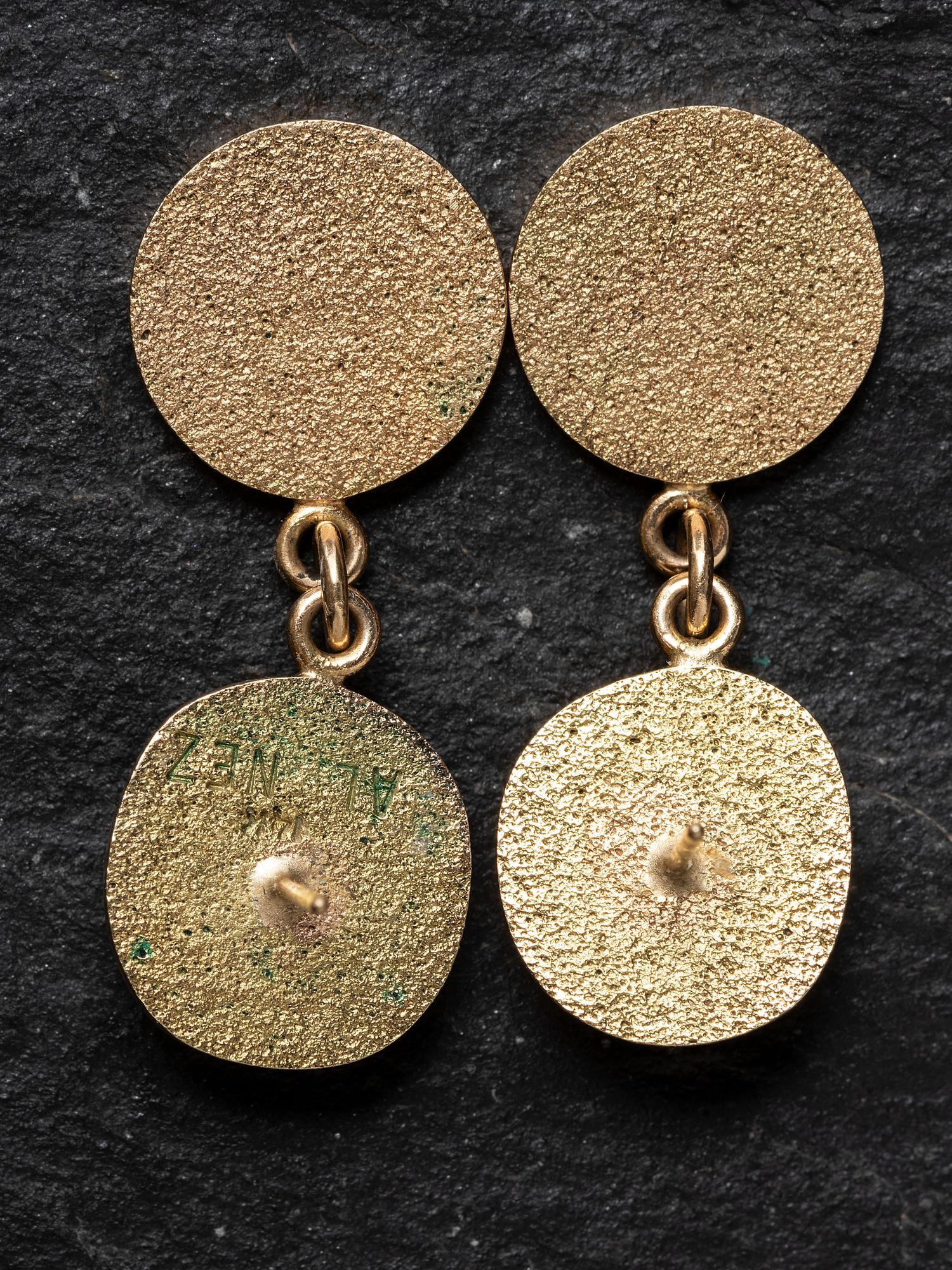 Tufa Cast 14K Gold and Turquoise Post Earrings