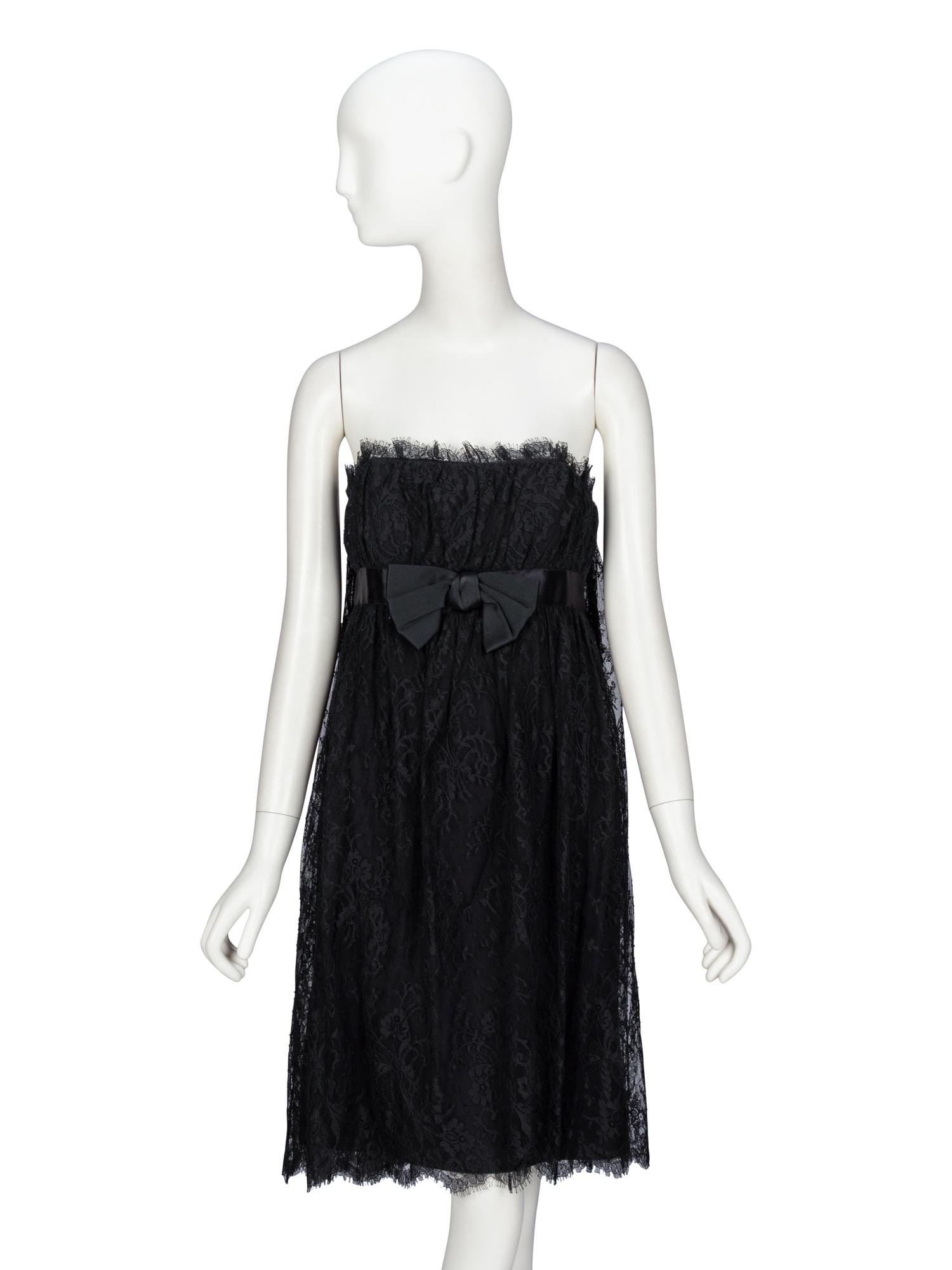 Bill Blass, Strapless Black Lace Cocktail Dress