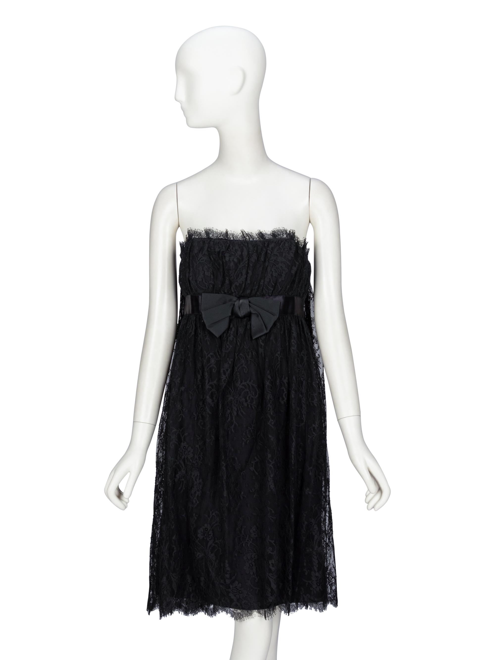 Bill Blass, Strapless Black Lace Cocktail Dress