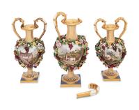 A Bloor Derby Three-Piece Porcelain Garniture Set
