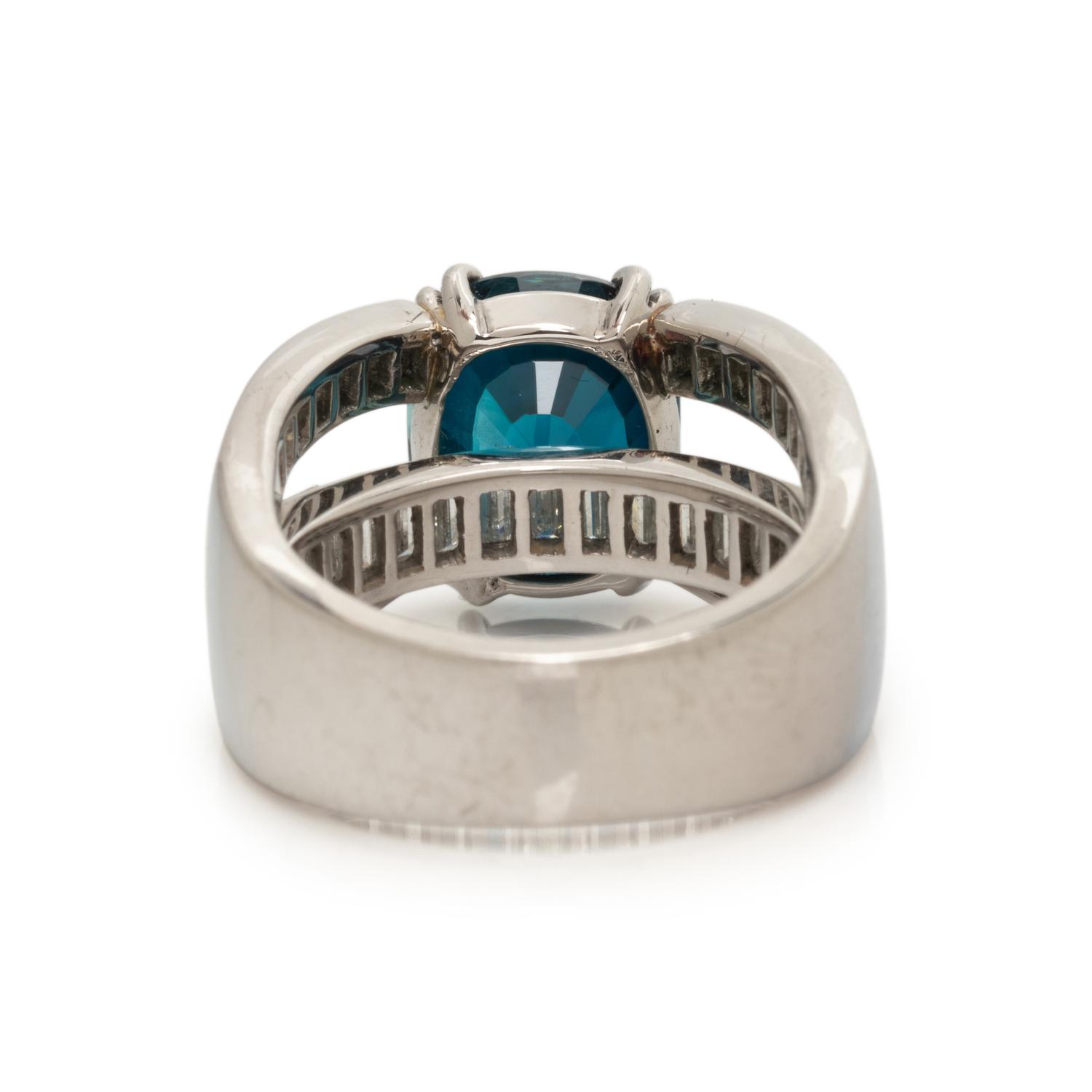 BLUE ZIRCON AND DIAMOND RING