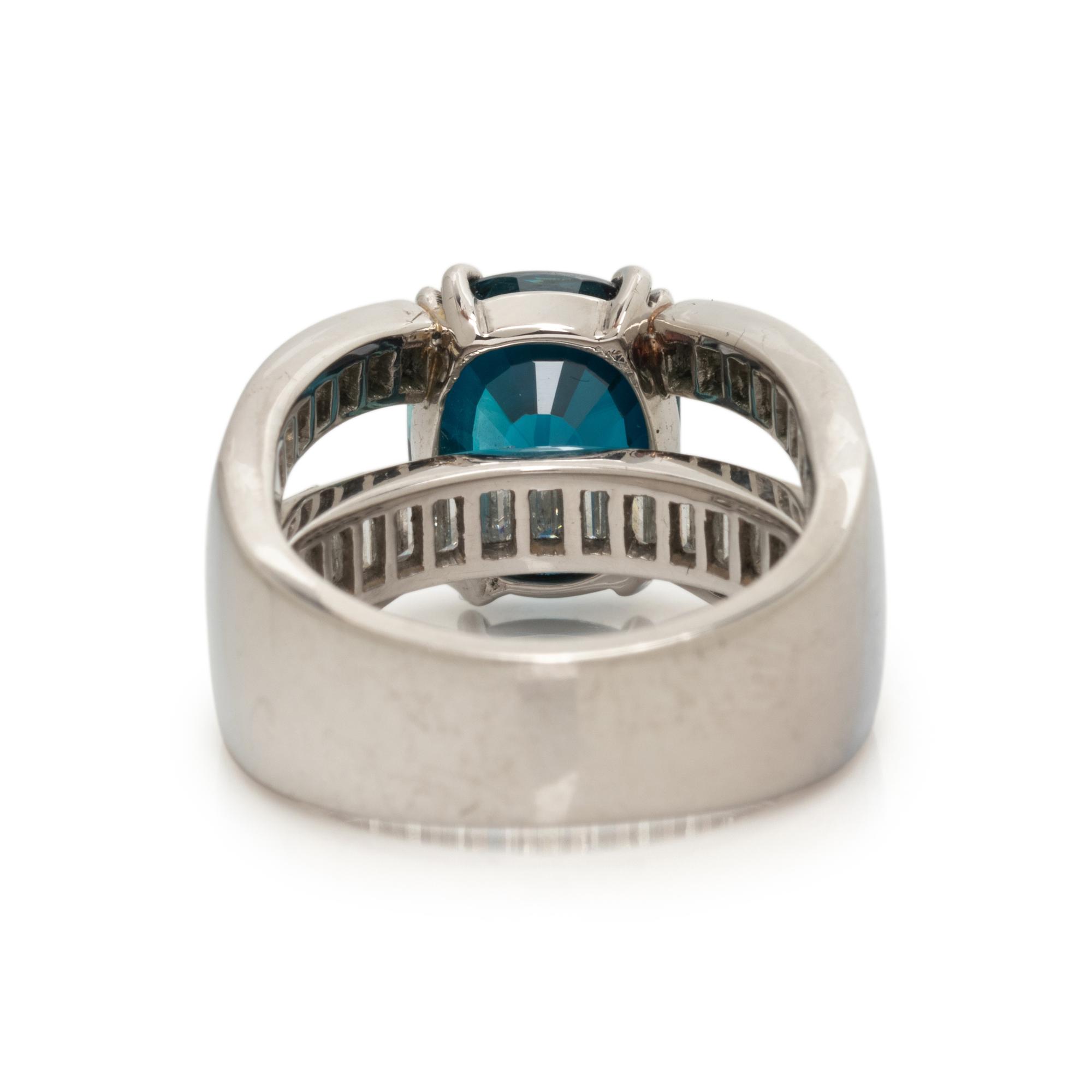 BLUE ZIRCON AND DIAMOND RING