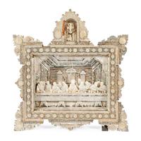 A Palestinian Carved Mother-of-Pearl and Abalone Last Supper Diorama
