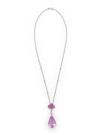 KUNZITE AND DIAMOND NECKLACE