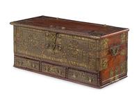 A Zanzibar Brass Decorated Teak Chest