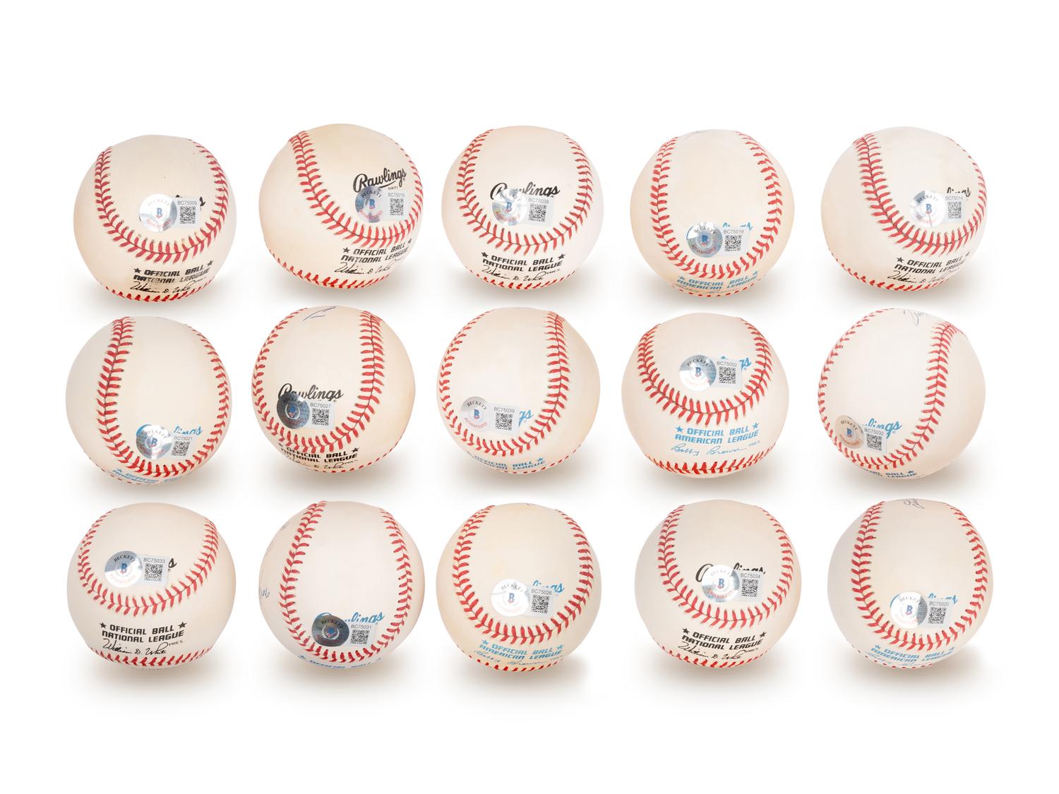 A Group of 15 Hall of Fame Signed Autograph Baseballs (Beckett Authentication Services BAS Certified),
