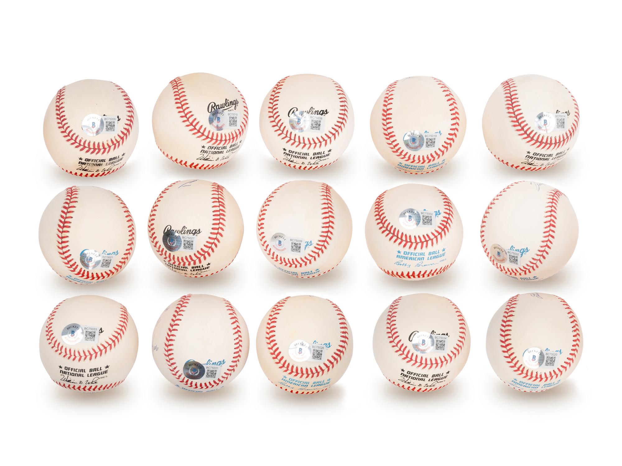 A Group of 15 Hall of Fame Signed Autograph Baseballs (Beckett Authentication Services BAS Certified),