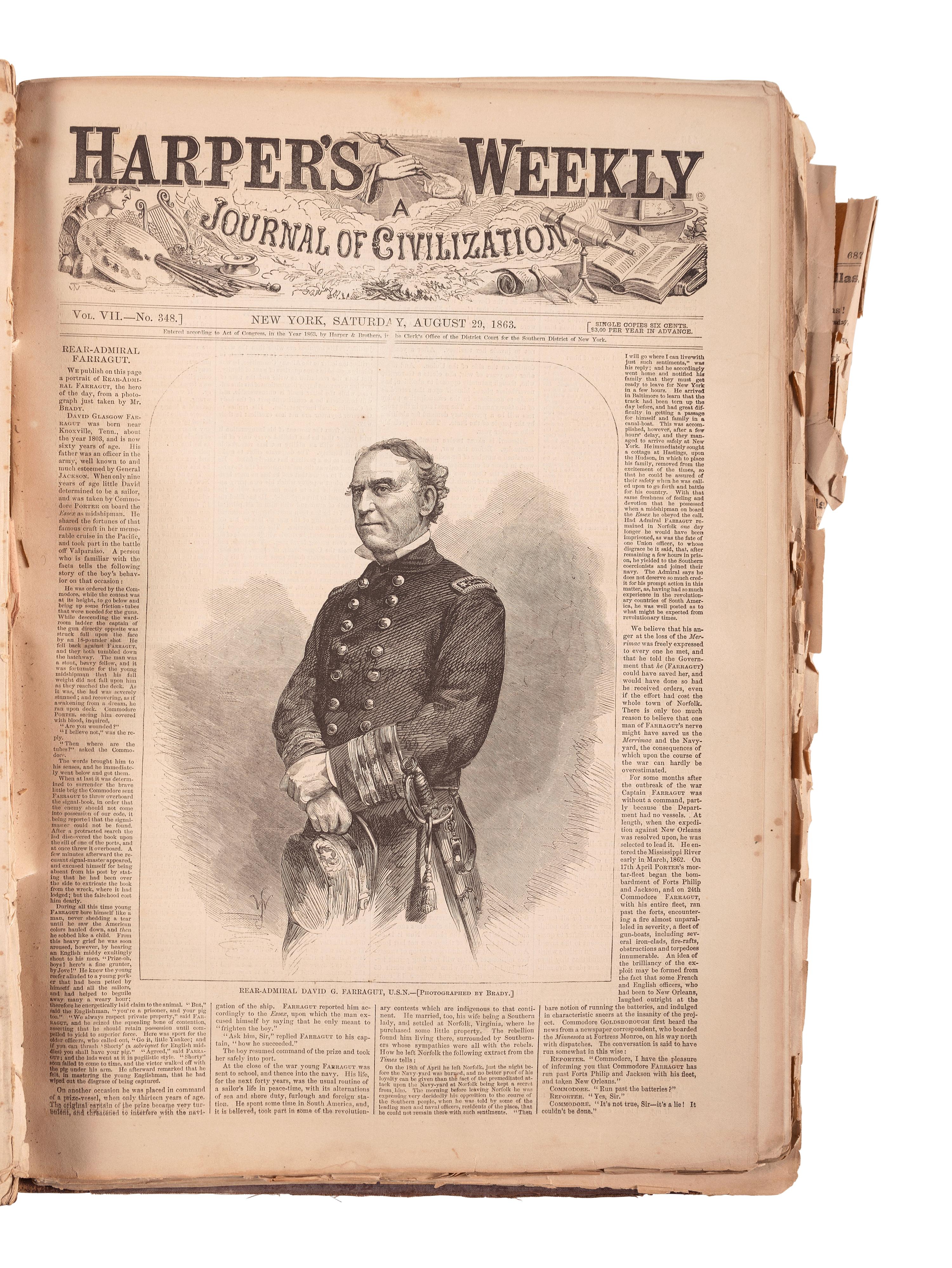 Harper's Weekly. 1863 Bound Volume. 52 issues. New York: 3 January-26 December 1863.