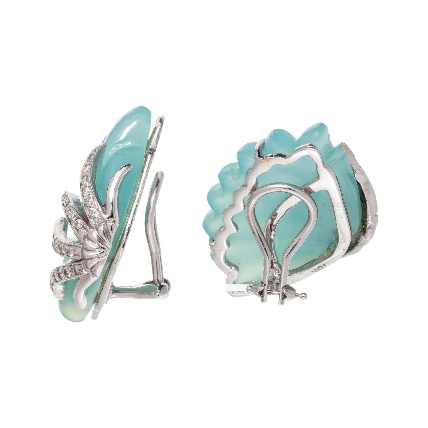 AQUAMARINE AND DIAMOND EARCLIPS