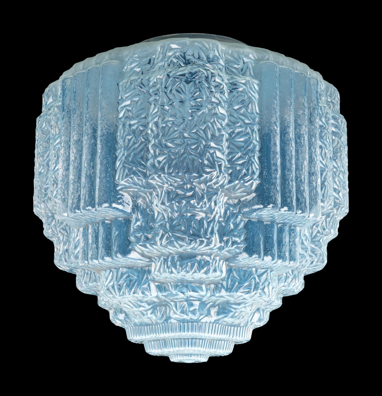 A Pair of French Opalescent Glass Hanging Fixtures