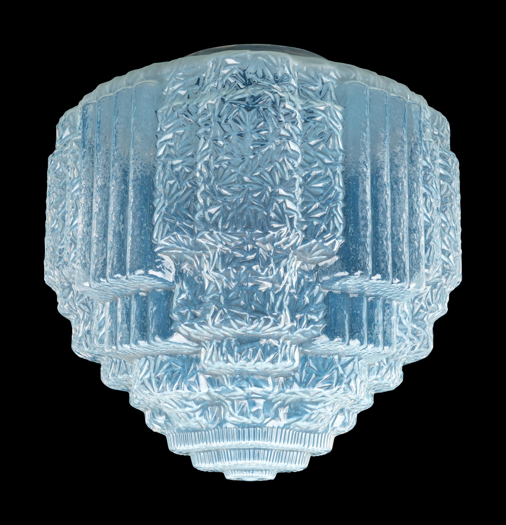 A Pair of French Opalescent Glass Hanging Fixtures