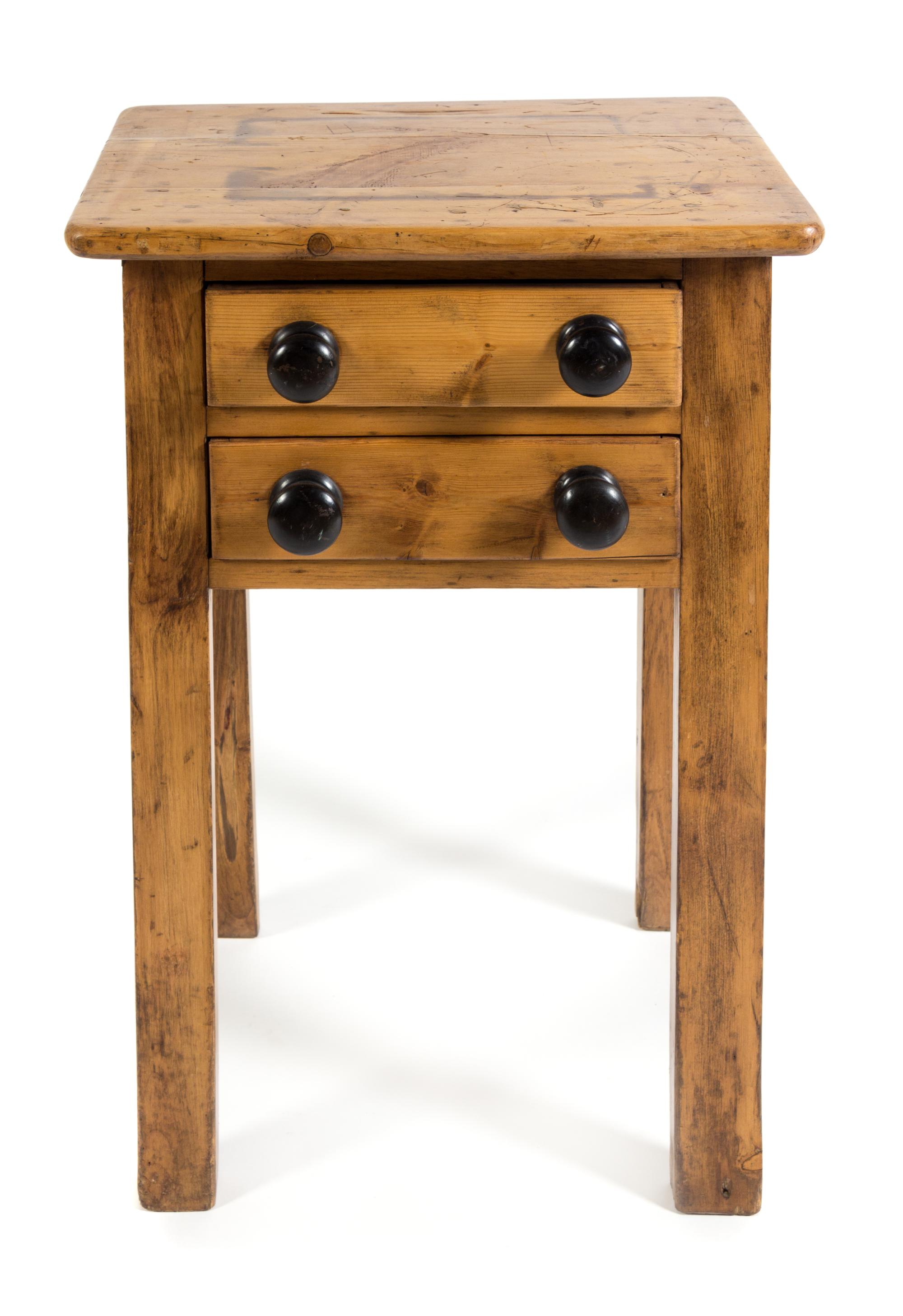 A Rustic Style Pine Side Table Height 29 x width 20 1/2 x depth 15 inches. — 20TH CENTURY