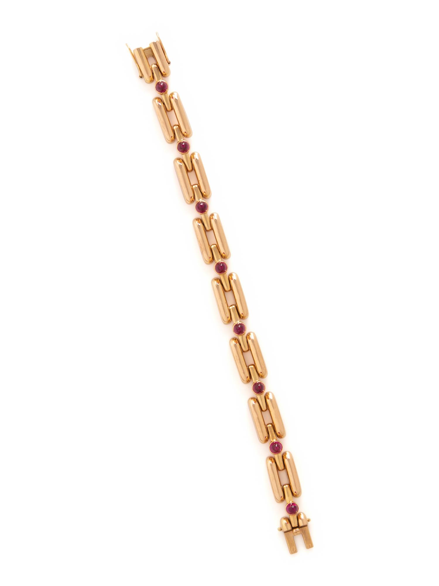 GOLD AND SYNTHETIC RUBY BRACELET