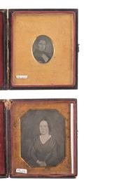 [EARLY PHOTOGRAPHY]. 7 daguerreotypes of folk art portraits of men and women.
