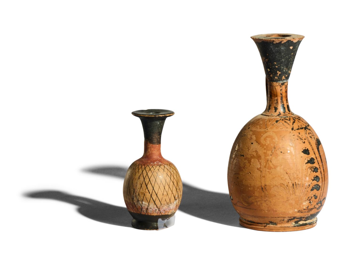 Two Apulian Black-Figured Squat Lekythoi