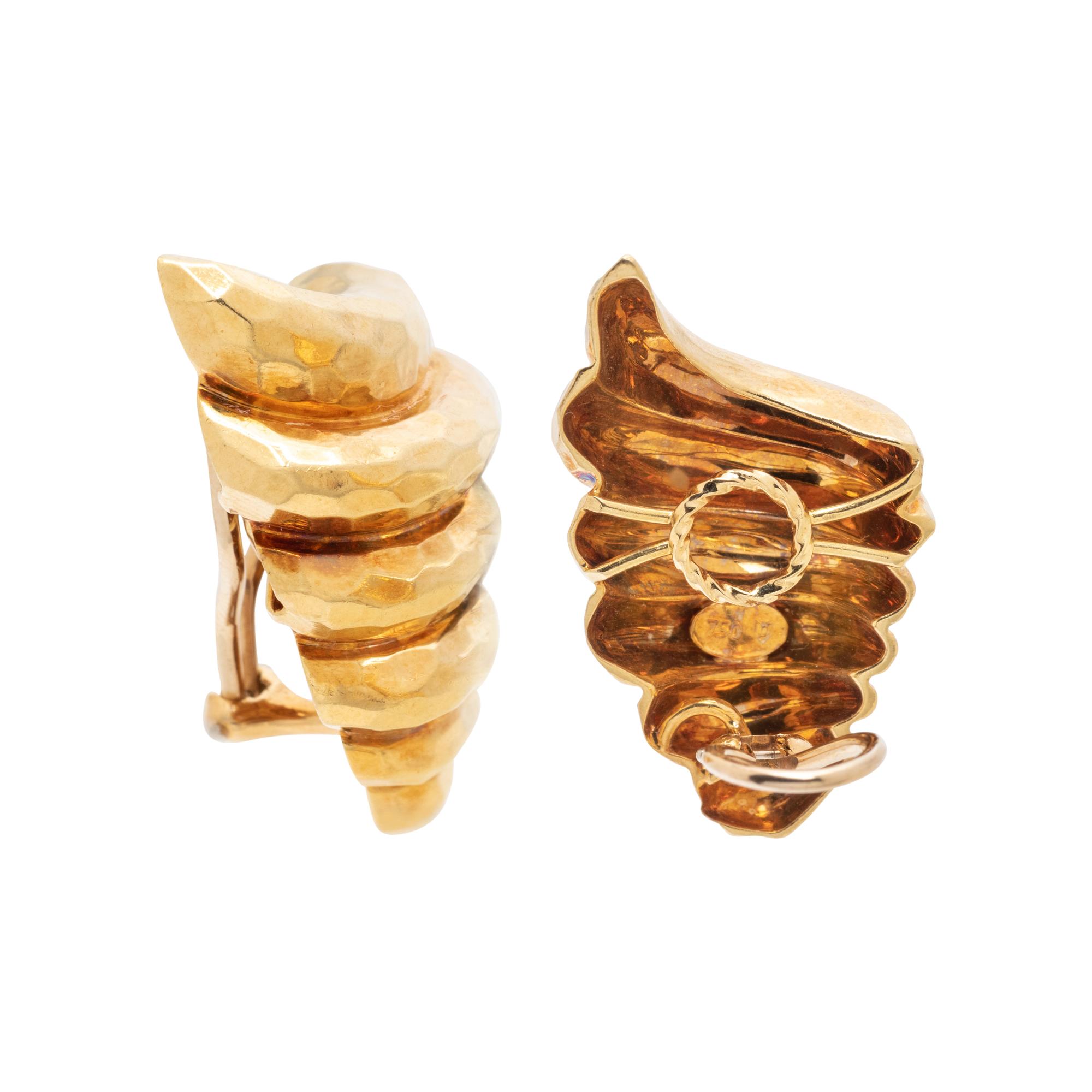 HENRY DUNAY, YELLOW GOLD EARCLIPS